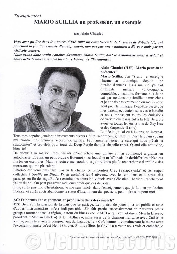 mario scillia : un professeur d'harlmonica en exemple
